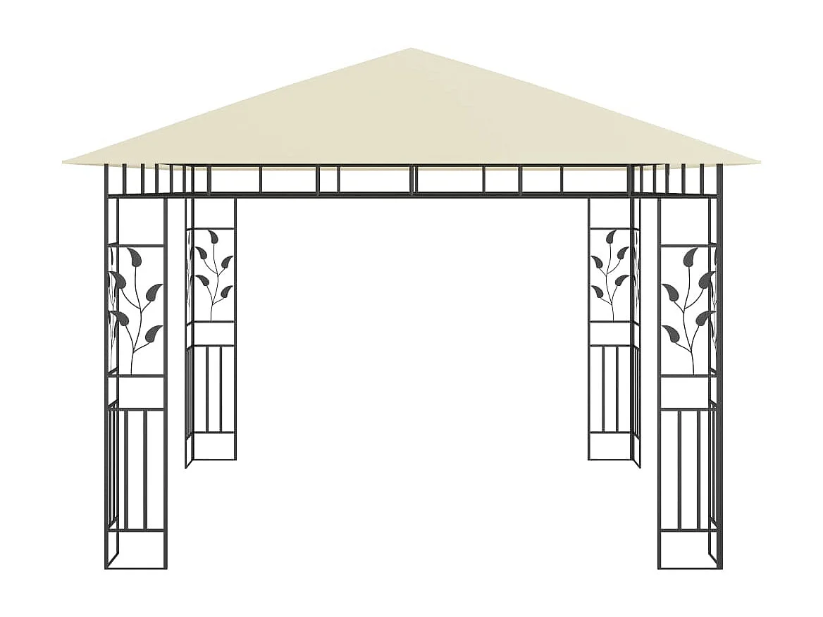 Gazebo con zanzariera e luci LED 3x3x2,73 m Crema