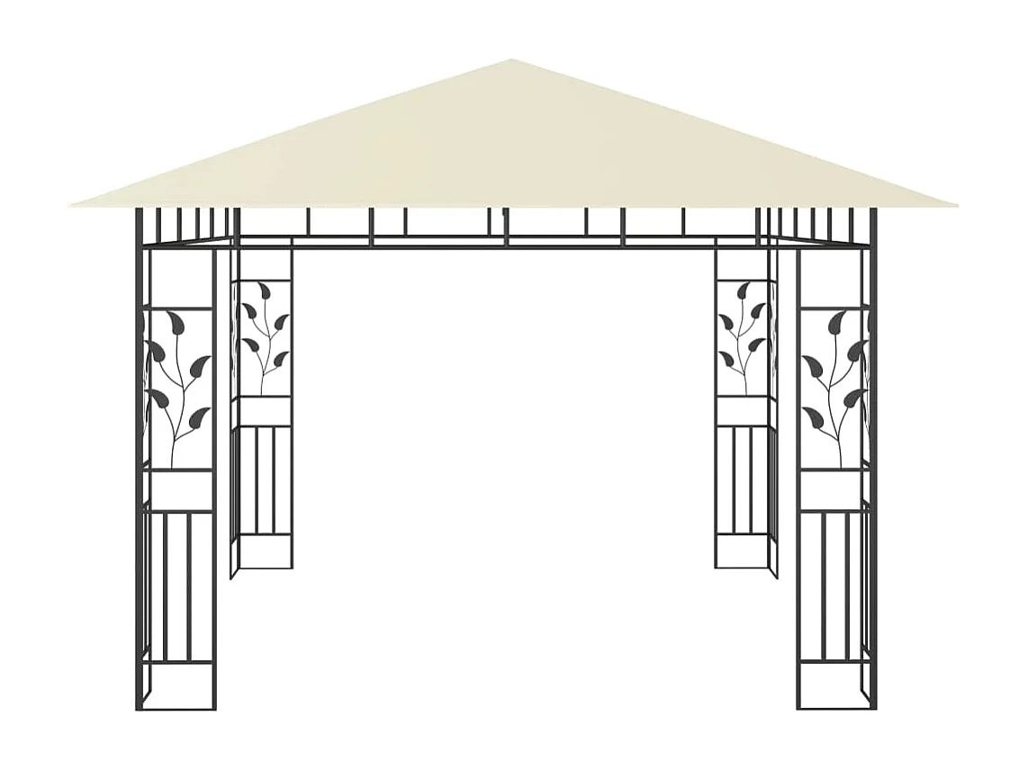 Gazebo con zanzariera e luci LED 3x3x2,73 m Crema