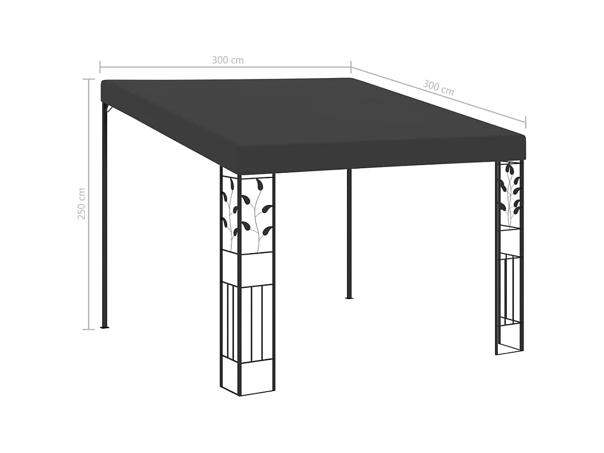 Belvédère à montage mural 3x3x2,5 m Anthracite