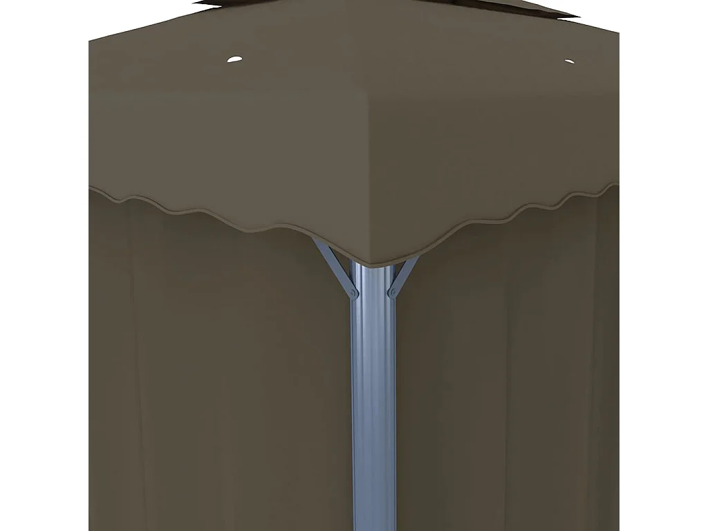 Gazebo con tenda e ghirlanda luminosa a LED 4x3 m Tortora