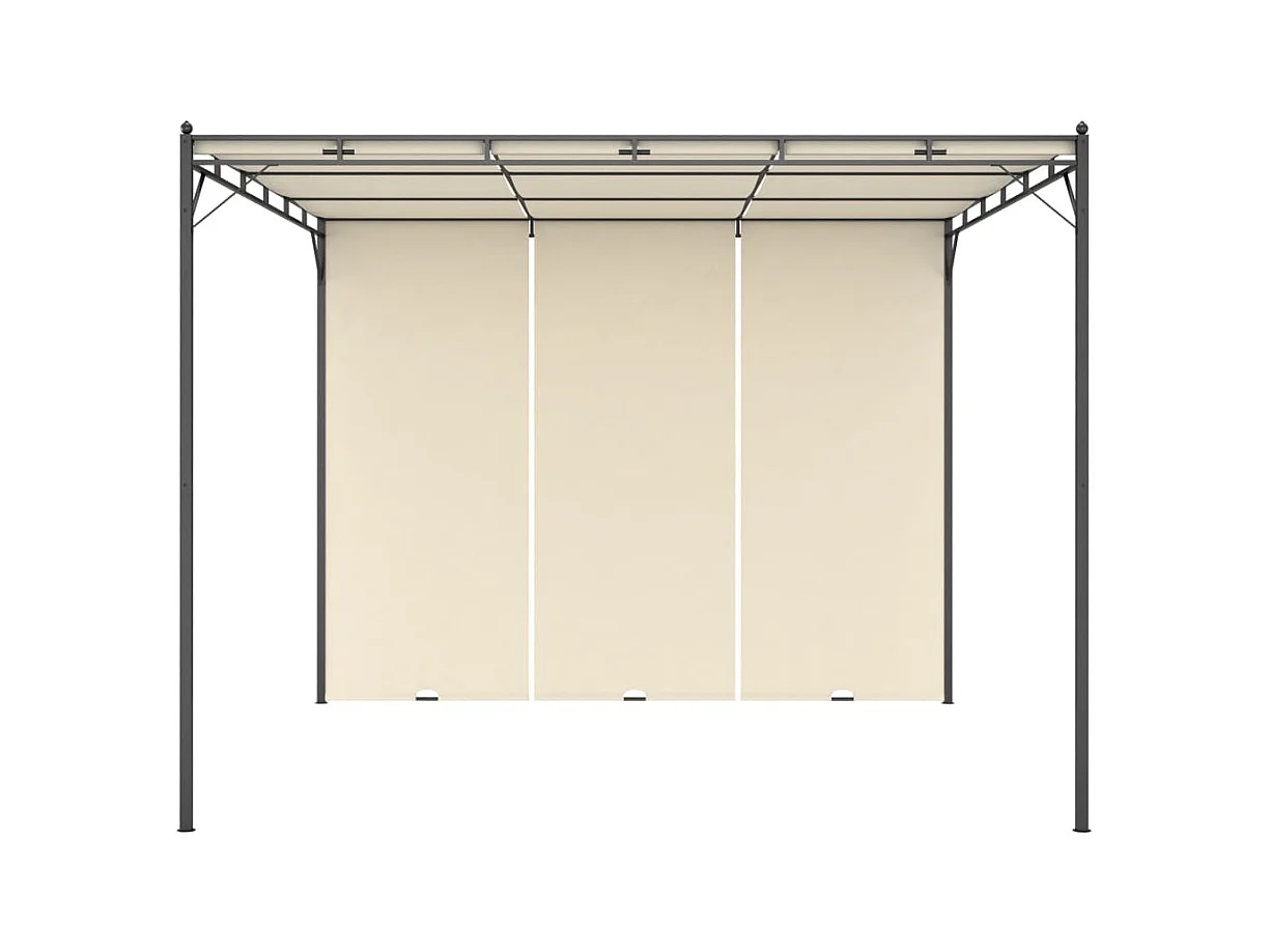 Belvédère de jardin avec rideau latéral 3x3x2,25 m Crème
