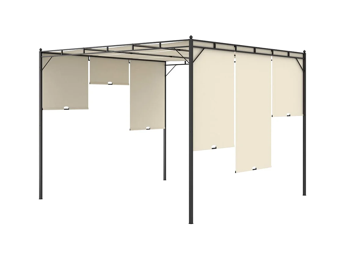 Belvédère de jardin avec rideau latéral 3x3x2,25 m Crème