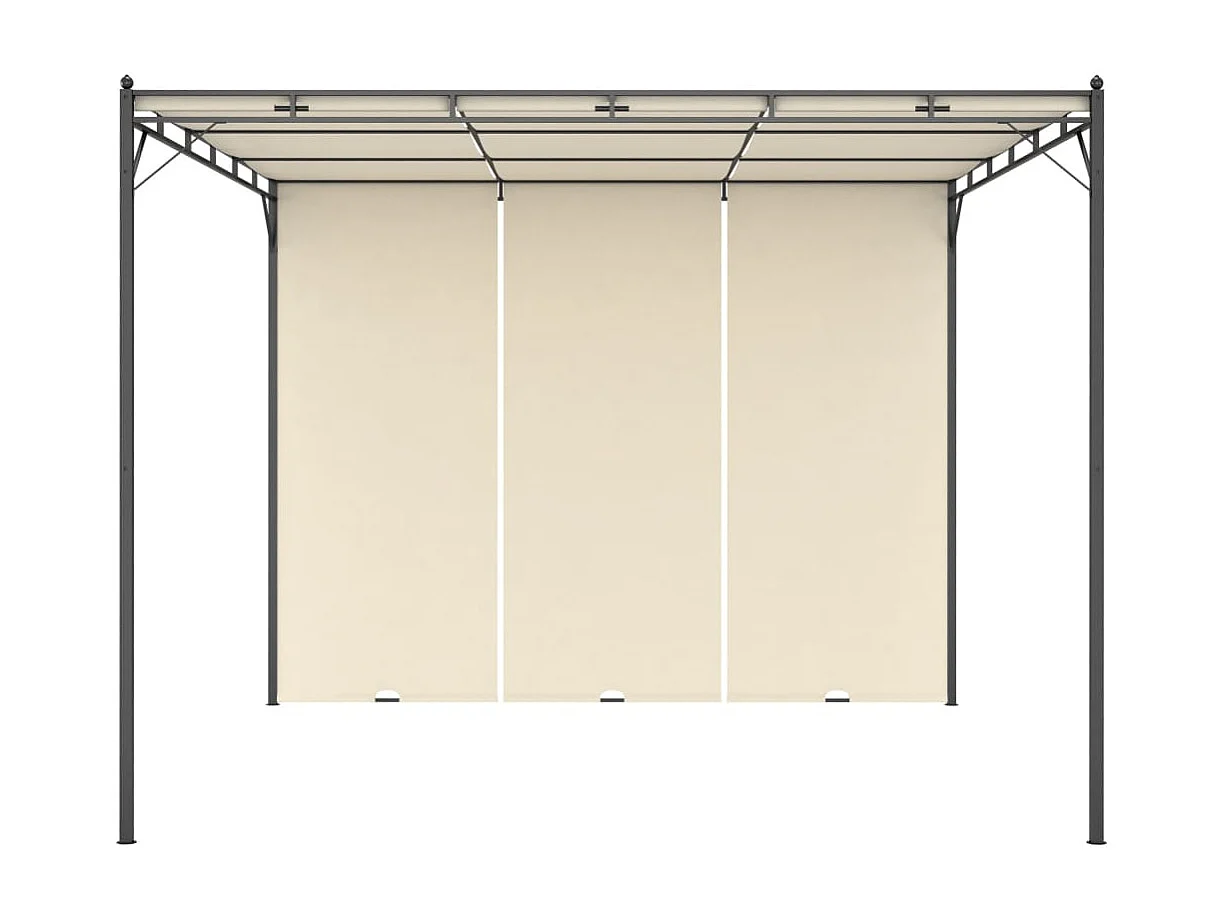 Belvédère de jardin avec rideau latéral 3x3x2,25 m Crème