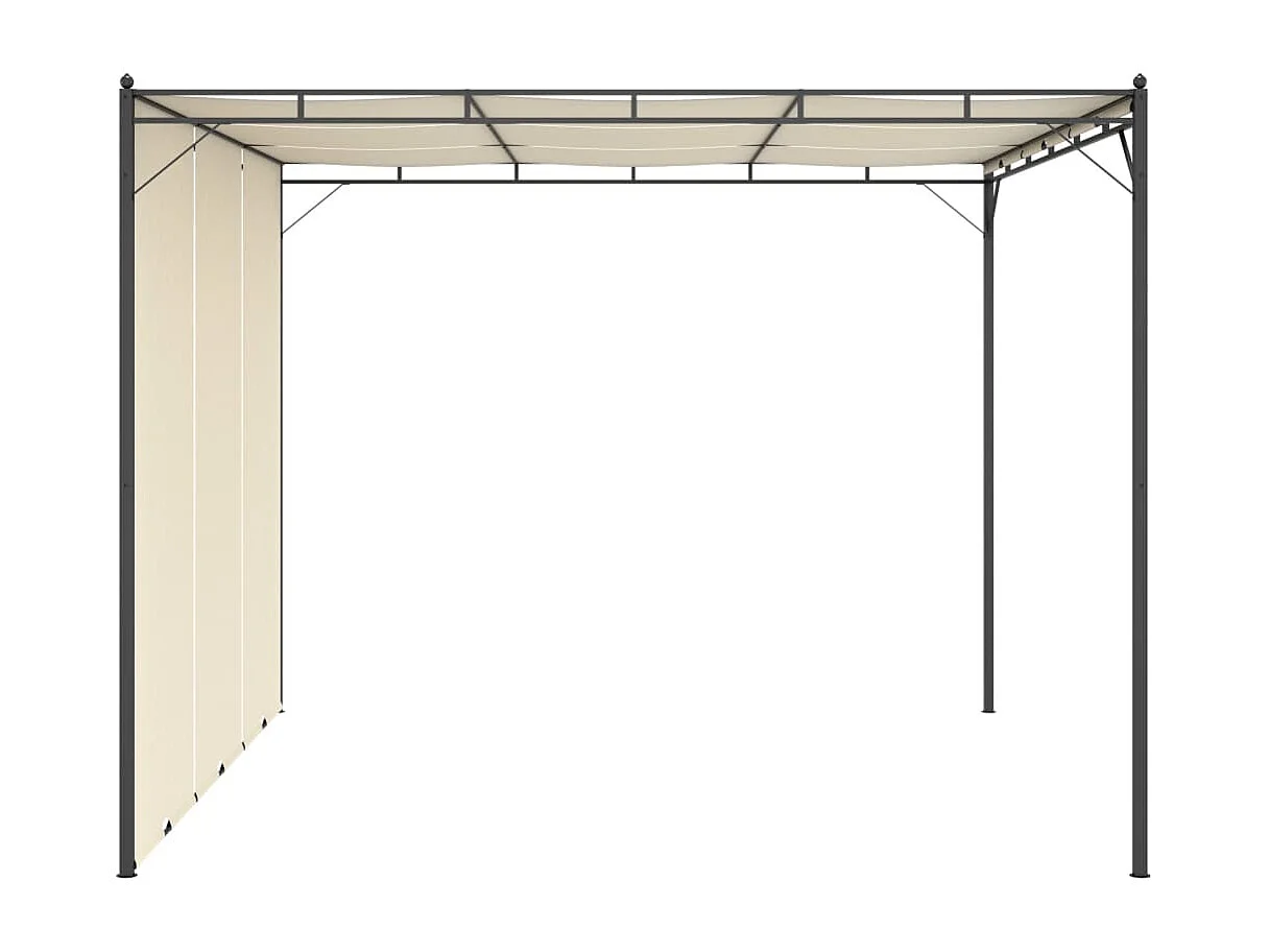 Belvédère de jardin avec rideau latéral 3x3x2,25 m Crème