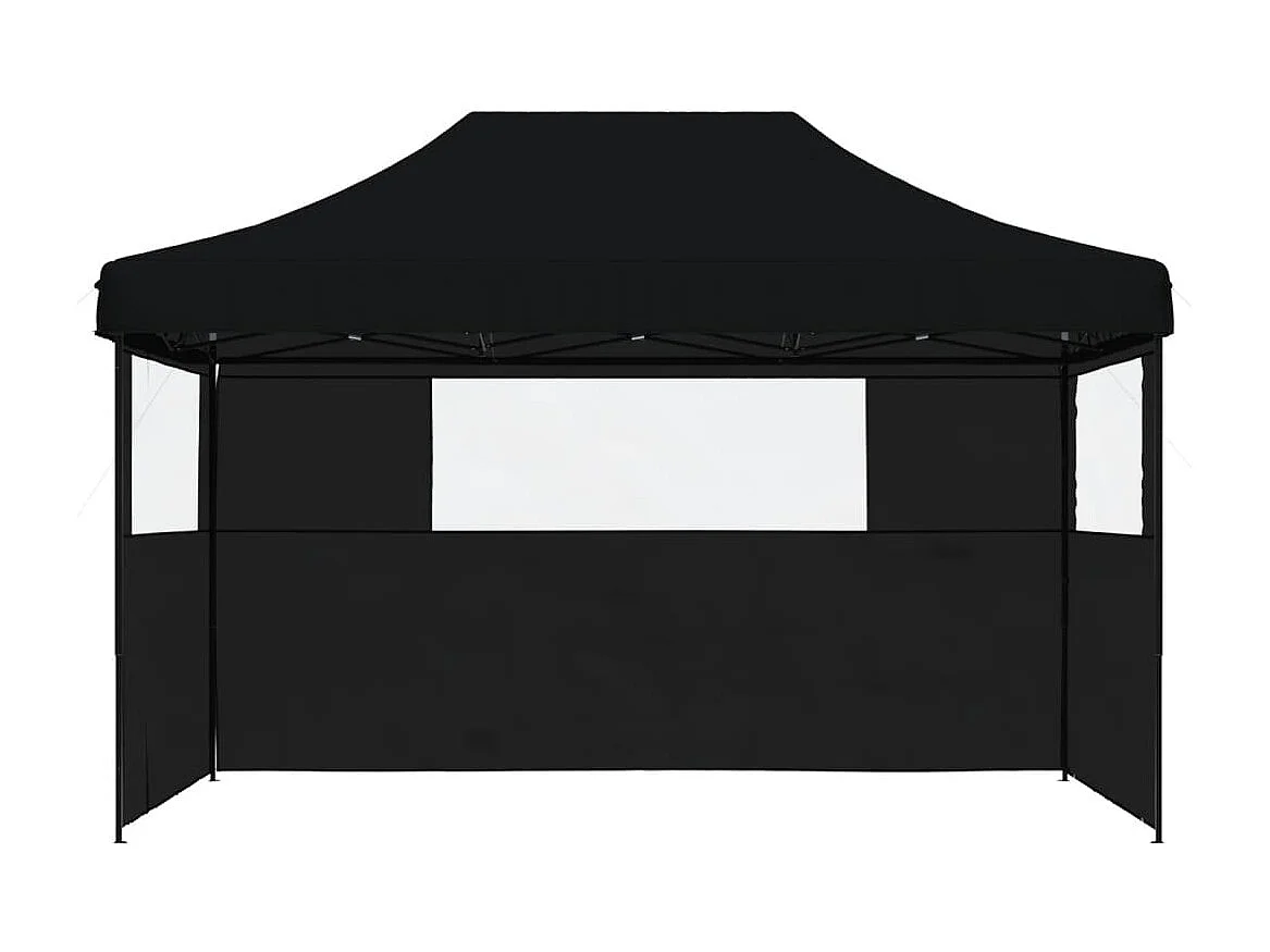 Tenda da ricevimento pieghevole pop-up nera a 3 lati