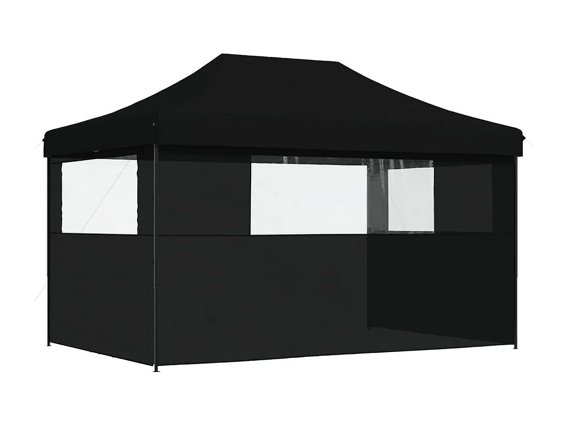 Tenda da ricevimento pieghevole pop-up nera a 3 lati