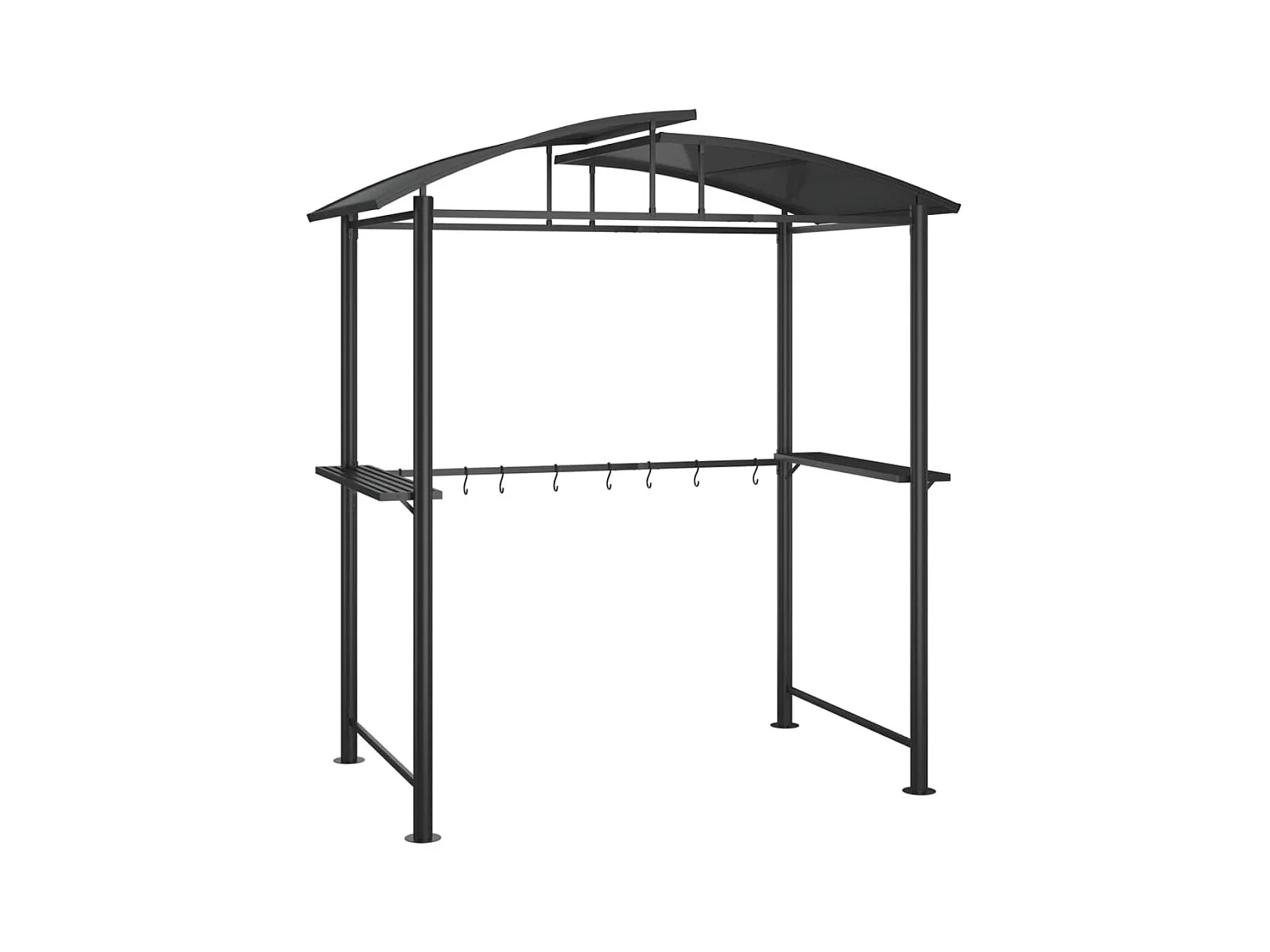Gazebo BBQ et étagères latérales anthracite 210x114x230cm acier