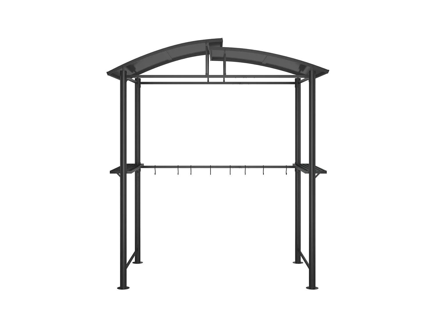 Gazebo BBQ et étagères latérales anthracite 210x114x230cm acier