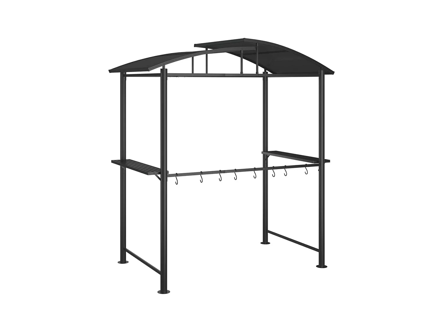 Gazebo BBQ et étagères latérales anthracite 210x114x230cm acier