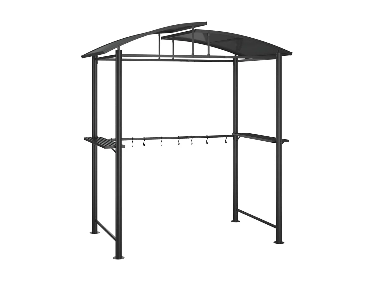 Gazebo BBQ et étagères latérales anthracite 210x114x230cm acier