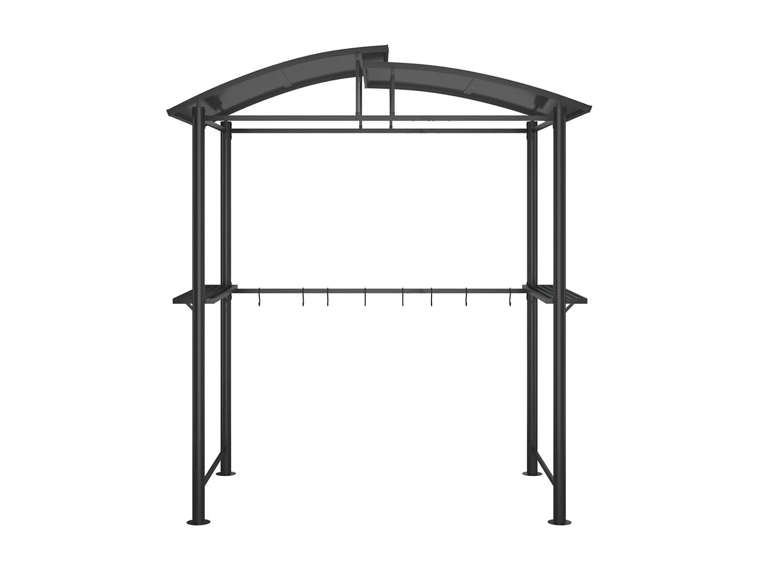 Gazebo BBQ et étagères latérales anthracite 210x114x230cm acier