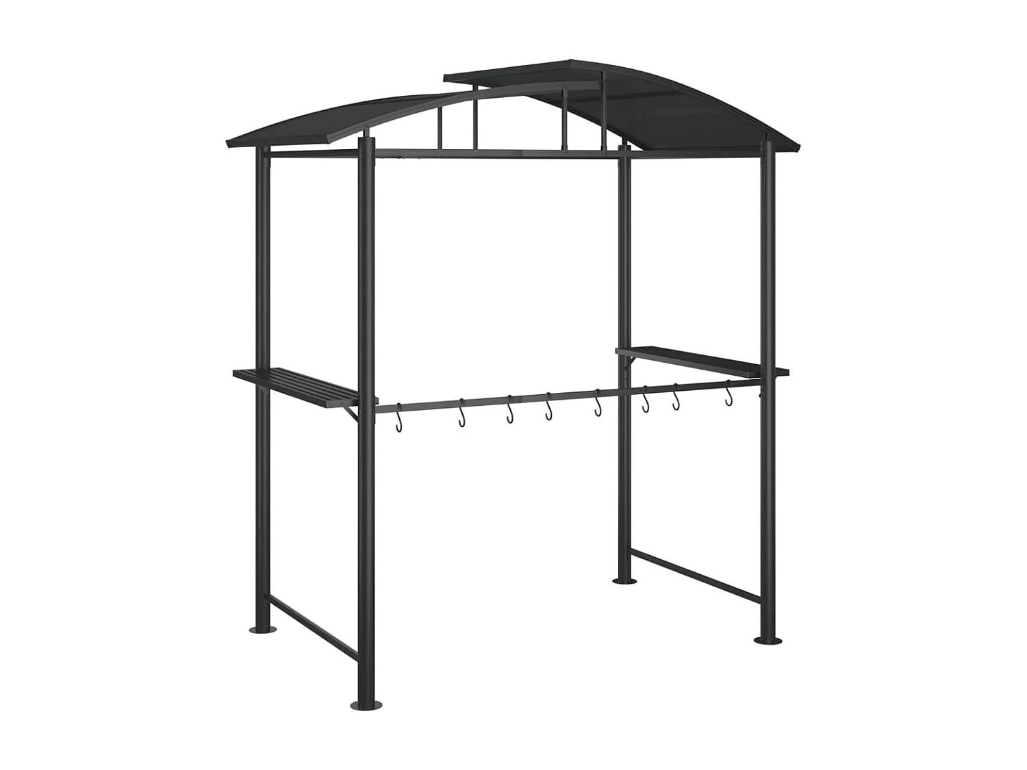 Gazebo BBQ et étagères latérales anthracite 210x114x230cm acier