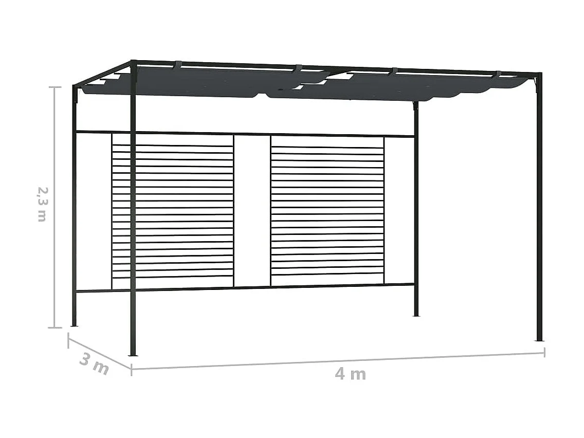 Gazebo con tenda retrattile 4x3x2,3 m Antracite 180 g/m²
