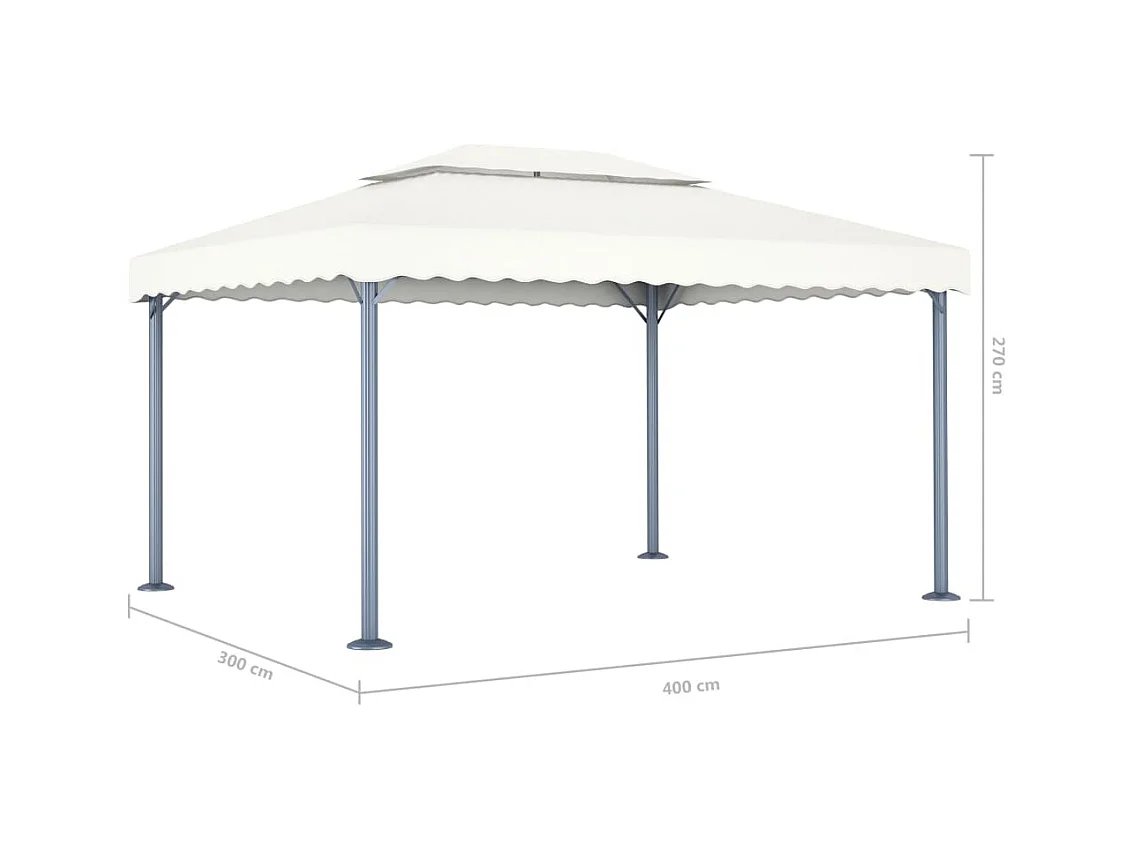 Cenador de aluminio color crema de 400 x 300 cm