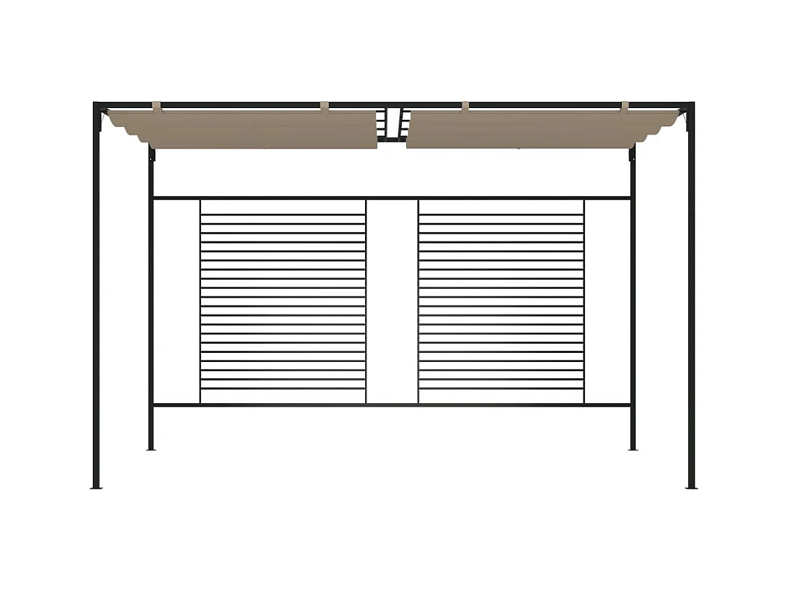 Cenador con toldo retráctil 3x4x2,3 m Taupe 180 g/m²