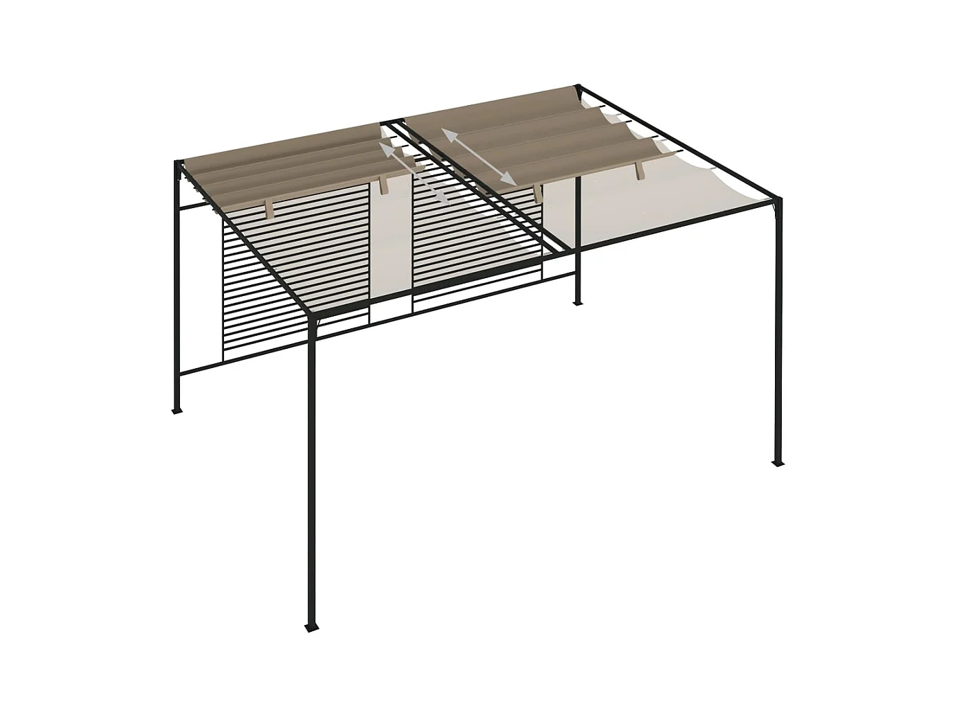 Cenador con toldo retráctil 3x4x2,3 m Taupe 180 g/m²