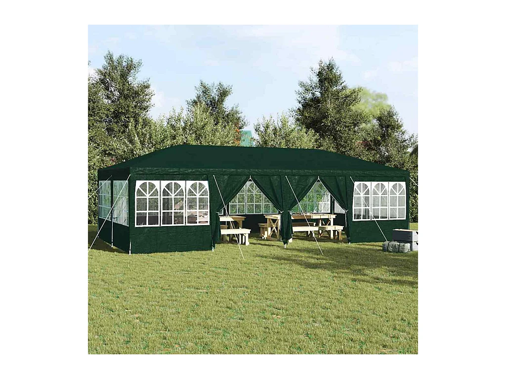 Carpa para fiestas verde y blanca 800 x 400 x 266 cm