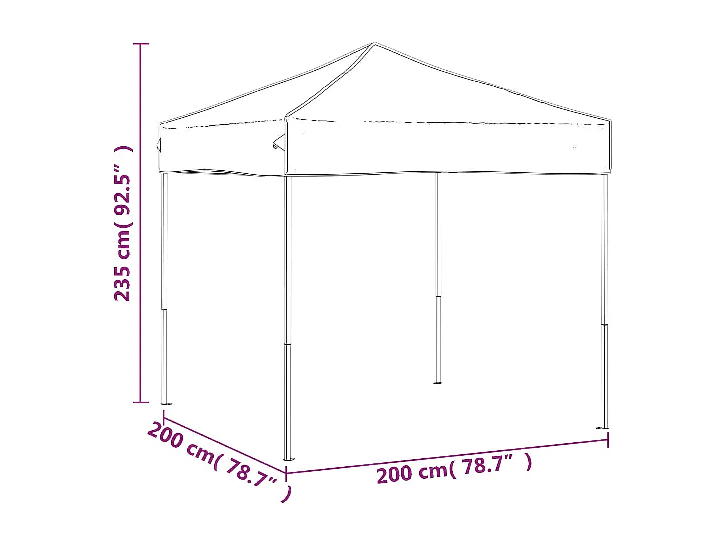 Tenda pieghevole per ricevimenti antracite 2x2 m