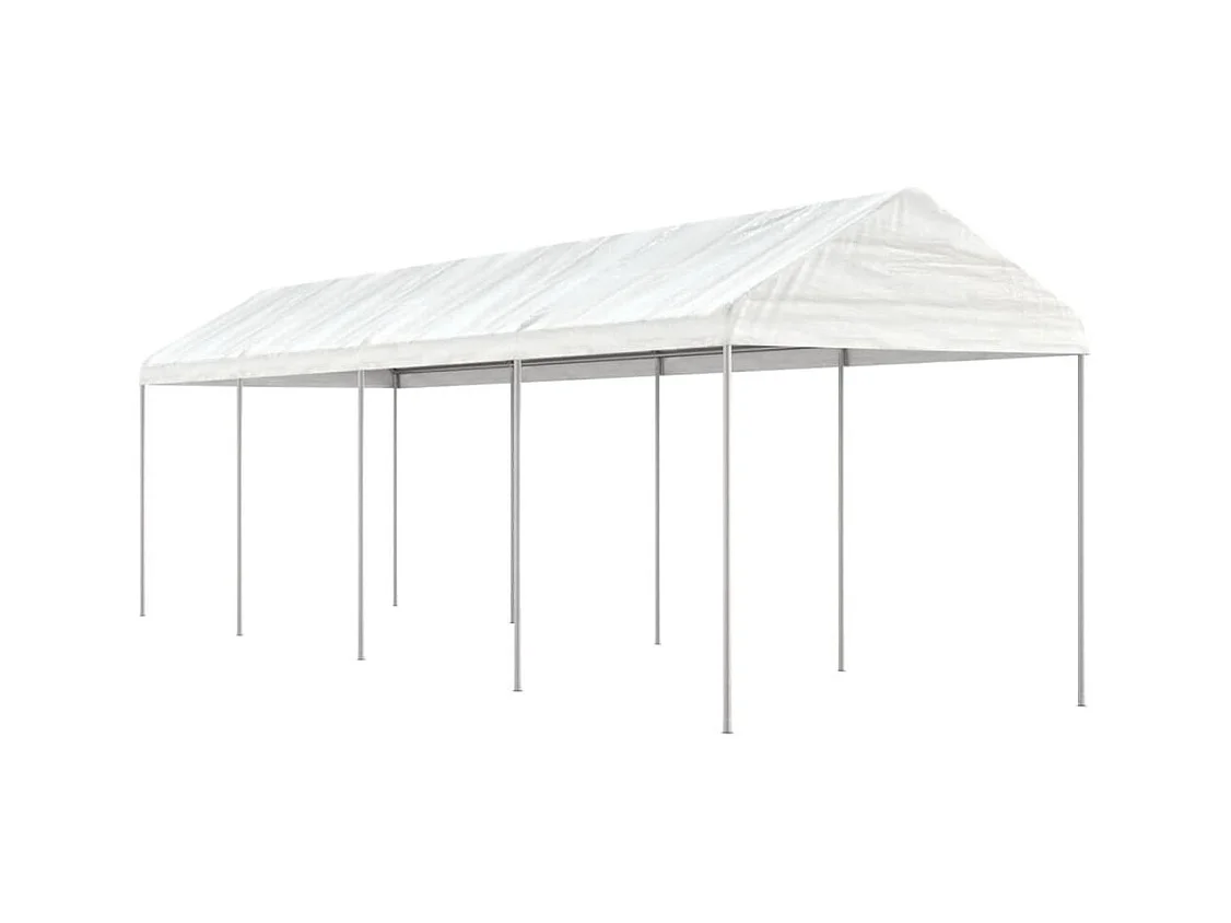 Gazebo con tetto bianco 8,92x2,28x2,69 m in polietilene