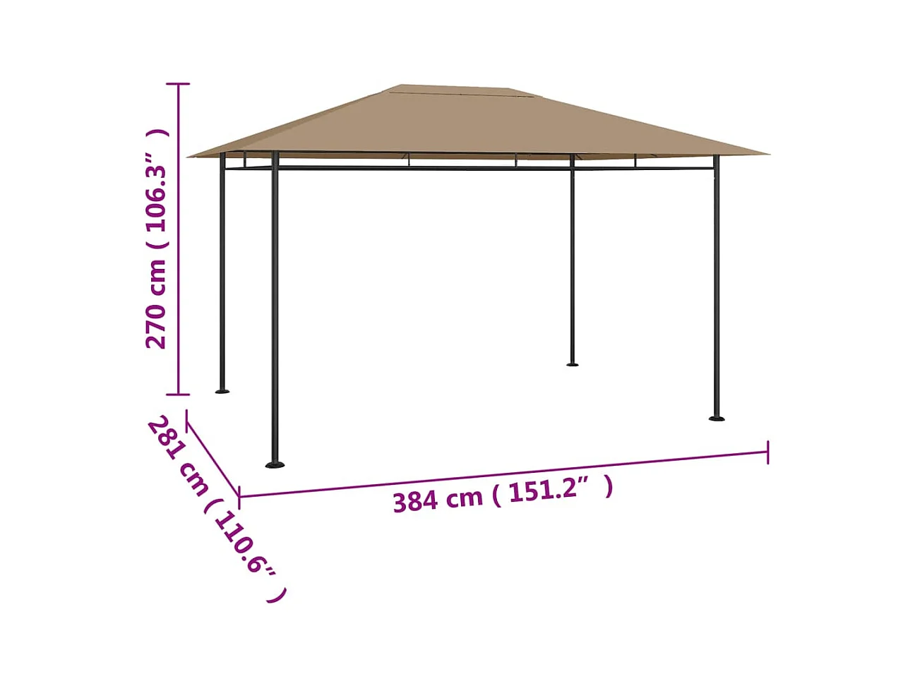 Belvedere 384x281x270 cm Topo 180 g/m²