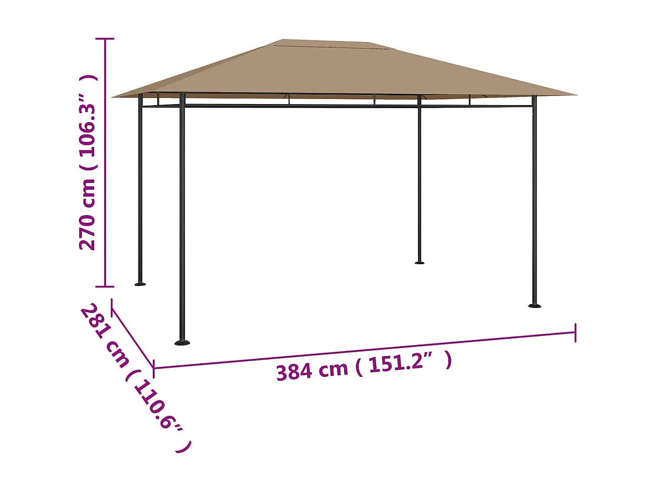 Belvedere 384x281x270 cm Taupe 180 g/m²