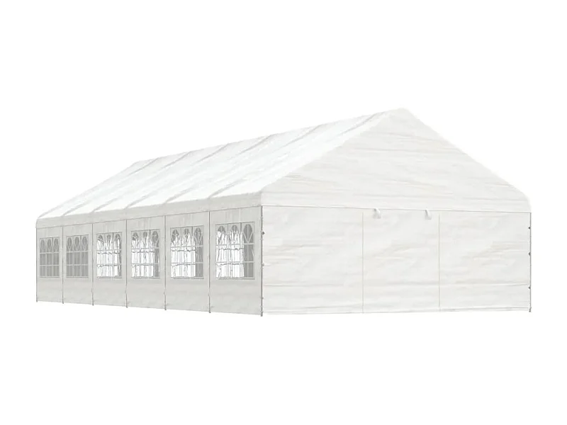 Gazebo met wit dak 13,38x5,88x3,75 m polyethyleen