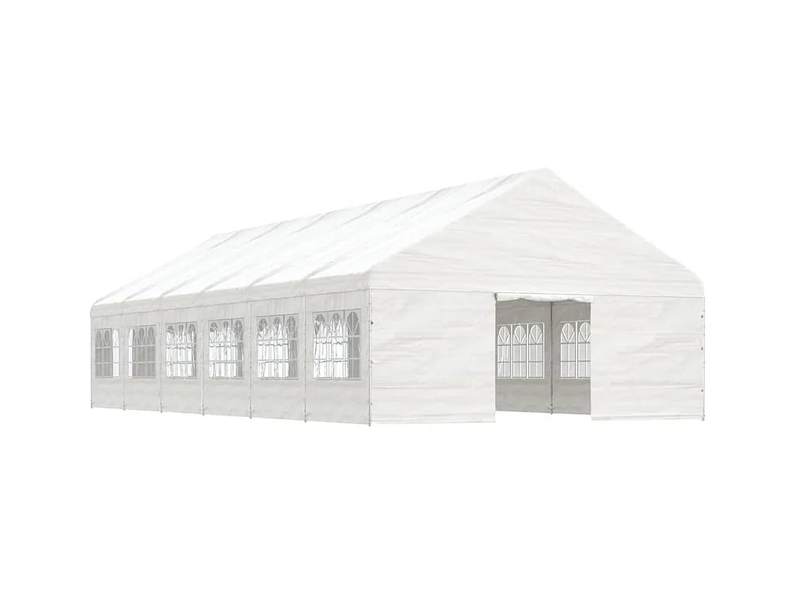 Gazebo met wit dak 13,38x5,88x3,75 m polyethyleen