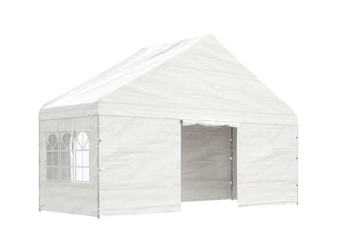 Gazebo met wit dak 13,38x5,88x3,75 m polyethyleen