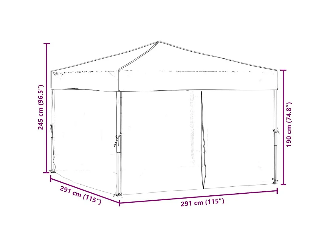 Carpa de recepción plegable con paredes Blanca 3x3 m