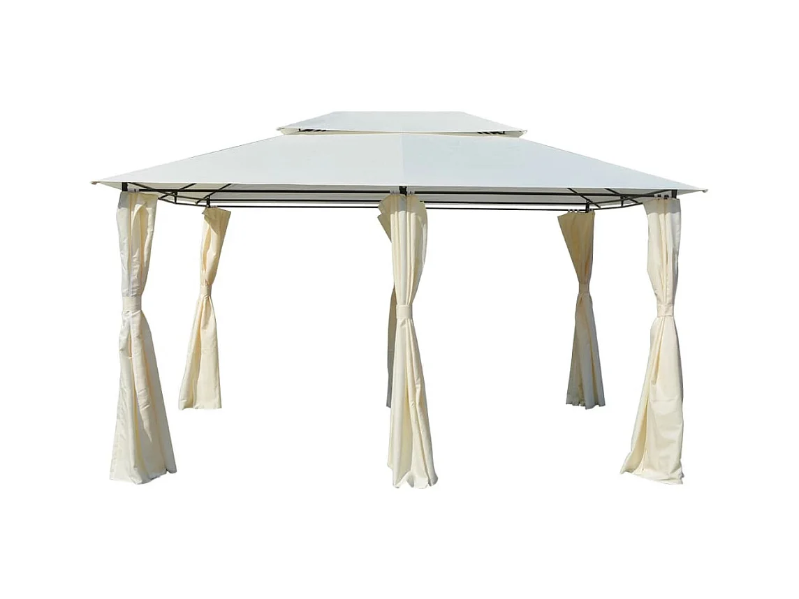 Gazebo con tende 4 x 3 m Bianco