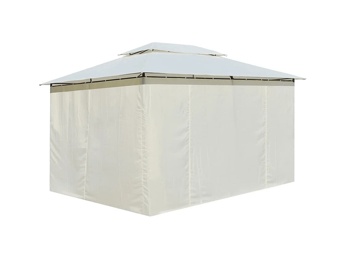 Gazebo con tende 4 x 3 m Bianco