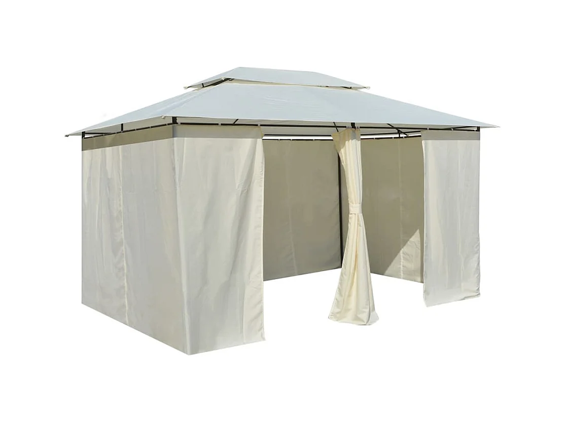 Gazebo con tende 4 x 3 m Bianco