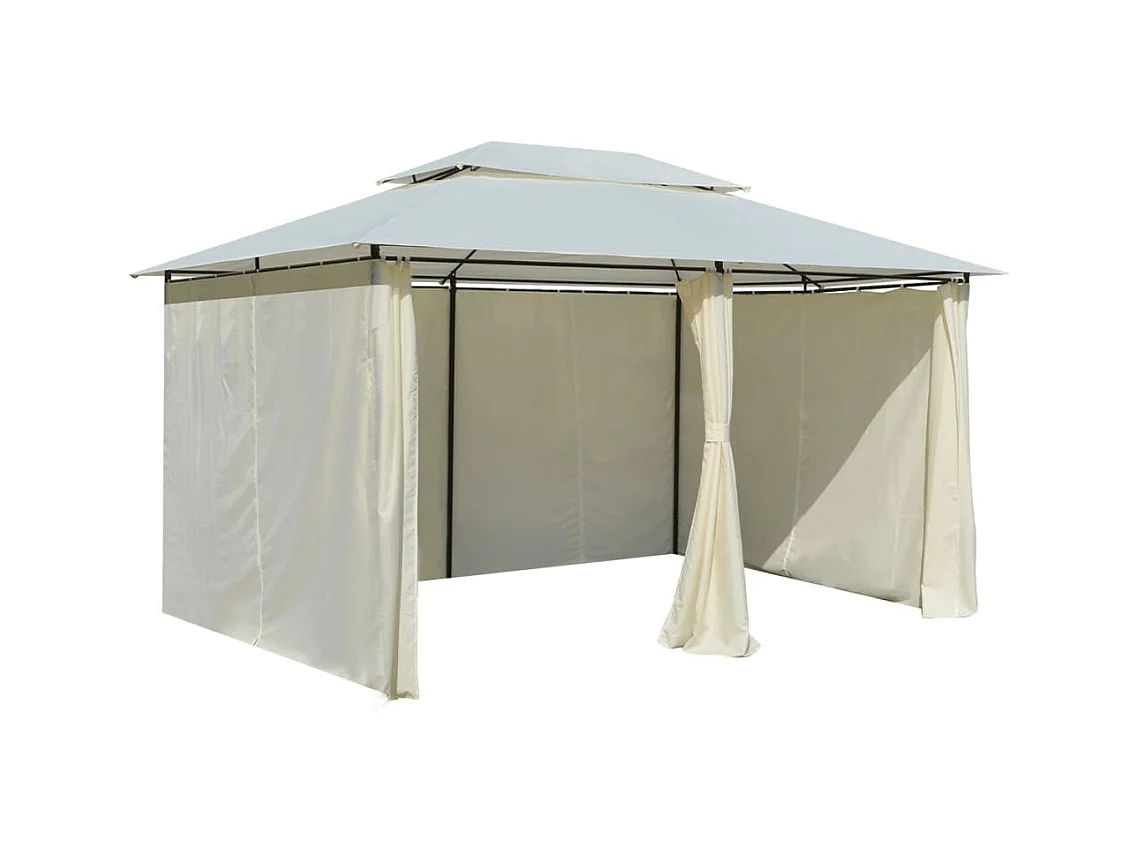Gazebo con tende 4 x 3 m Bianco