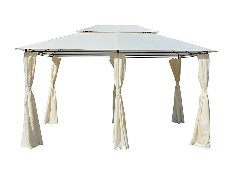 Gazebo con cortinas 4 x 3 m Blanco