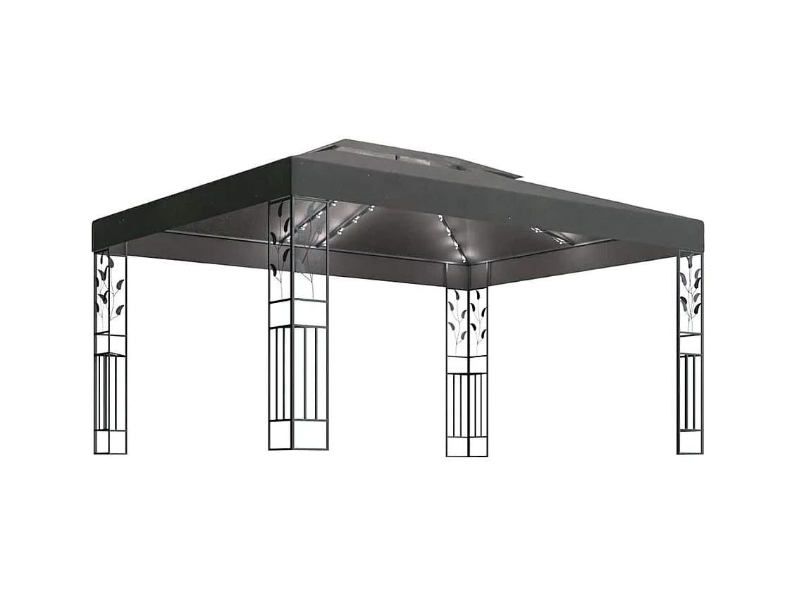 Pavillon mit Doppeldach und LED-Beleuchtung 3x4 m Anthrazit