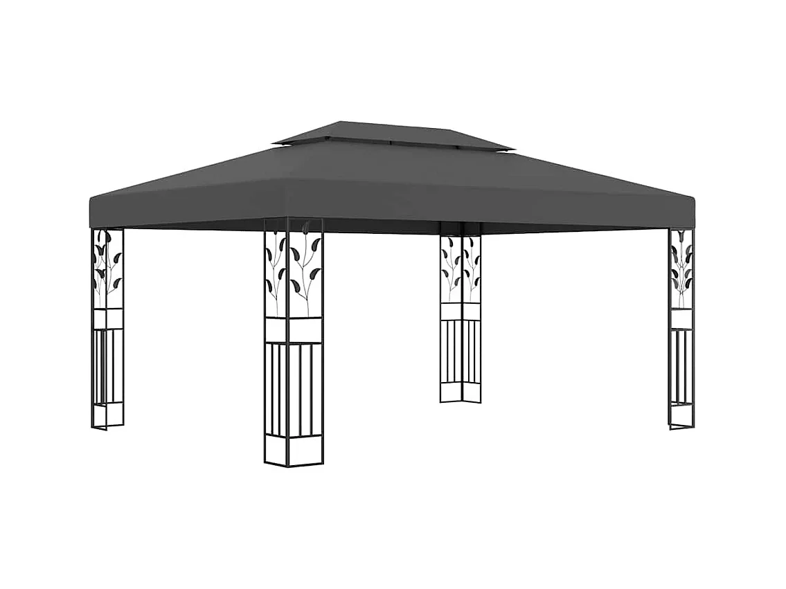 Pavillon mit Doppeldach und LED-Beleuchtung 3x4 m Anthrazit
