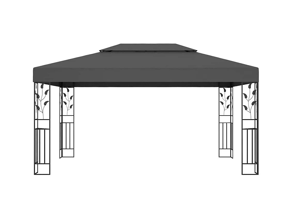 Pavillon mit Doppeldach und LED-Beleuchtung 3x4 m Anthrazit