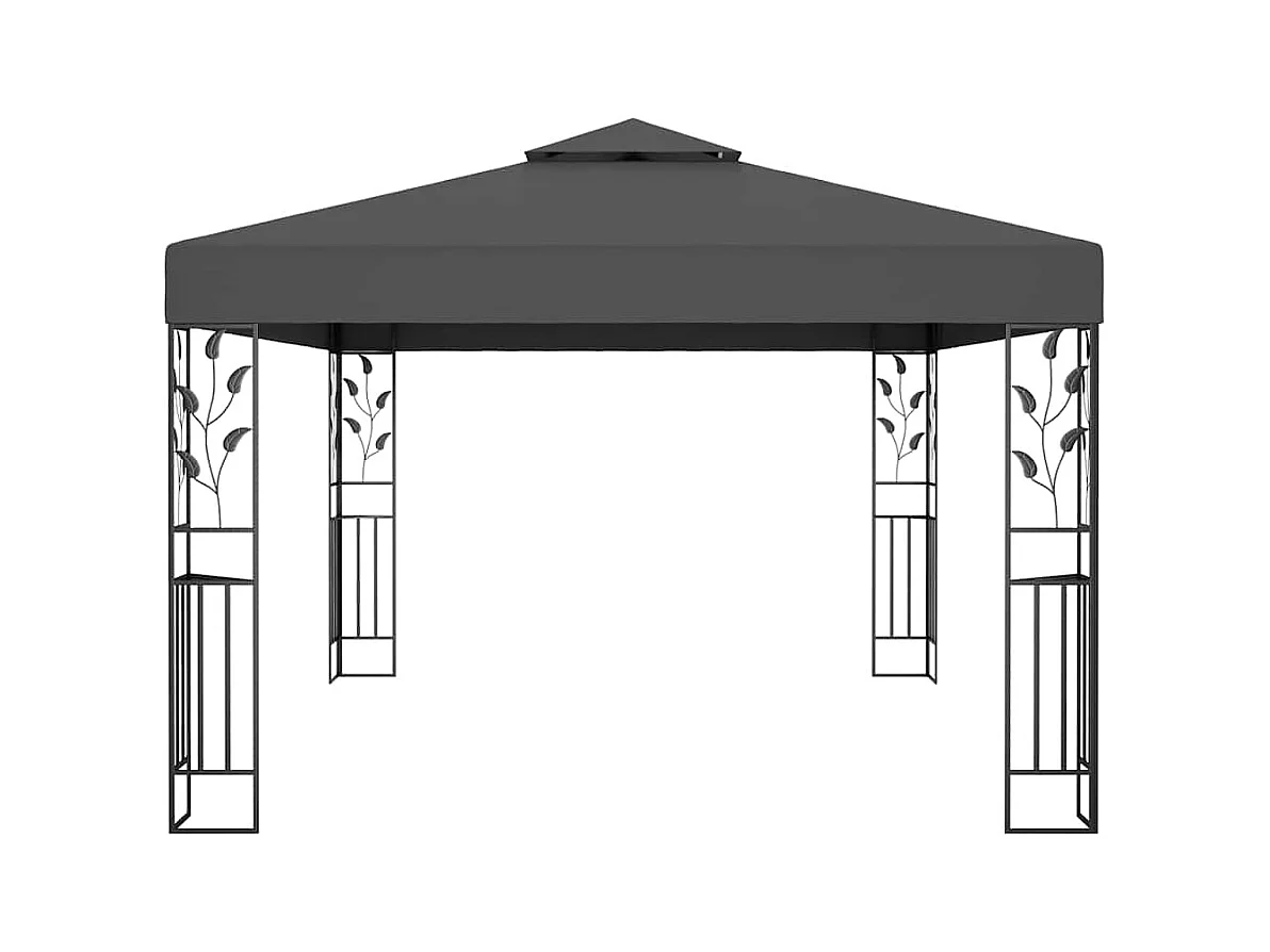 Pavillon mit Doppeldach und LED-Beleuchtung 3x4 m Anthrazit