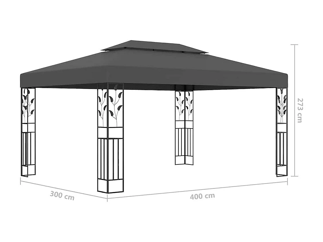 Pavillon mit Doppeldach und LED-Beleuchtung 3x4 m Anthrazit