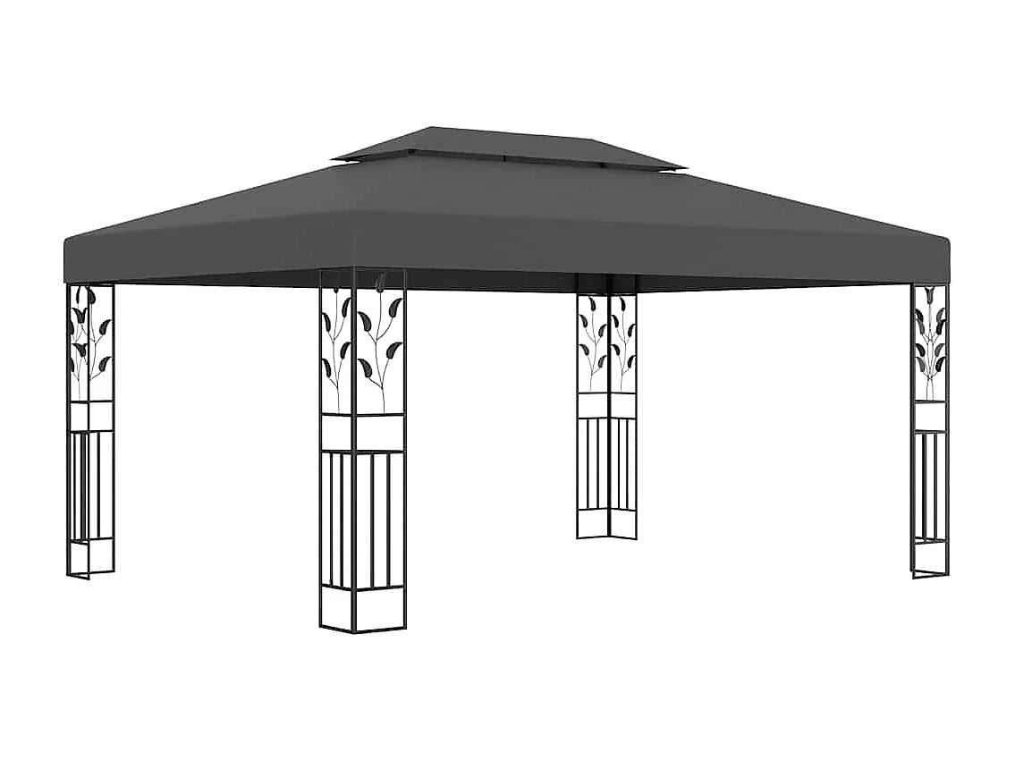 Cenador con doble techo y luces LED 3x4 m Antracita