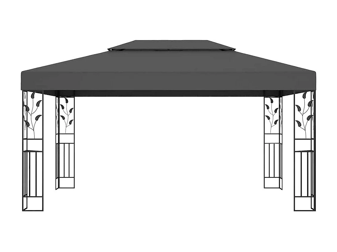 Cenador con doble techo y luces LED 3x4 m Antracita