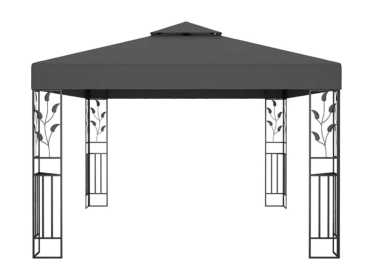 Cenador con doble techo y luces LED 3x4 m Antracita