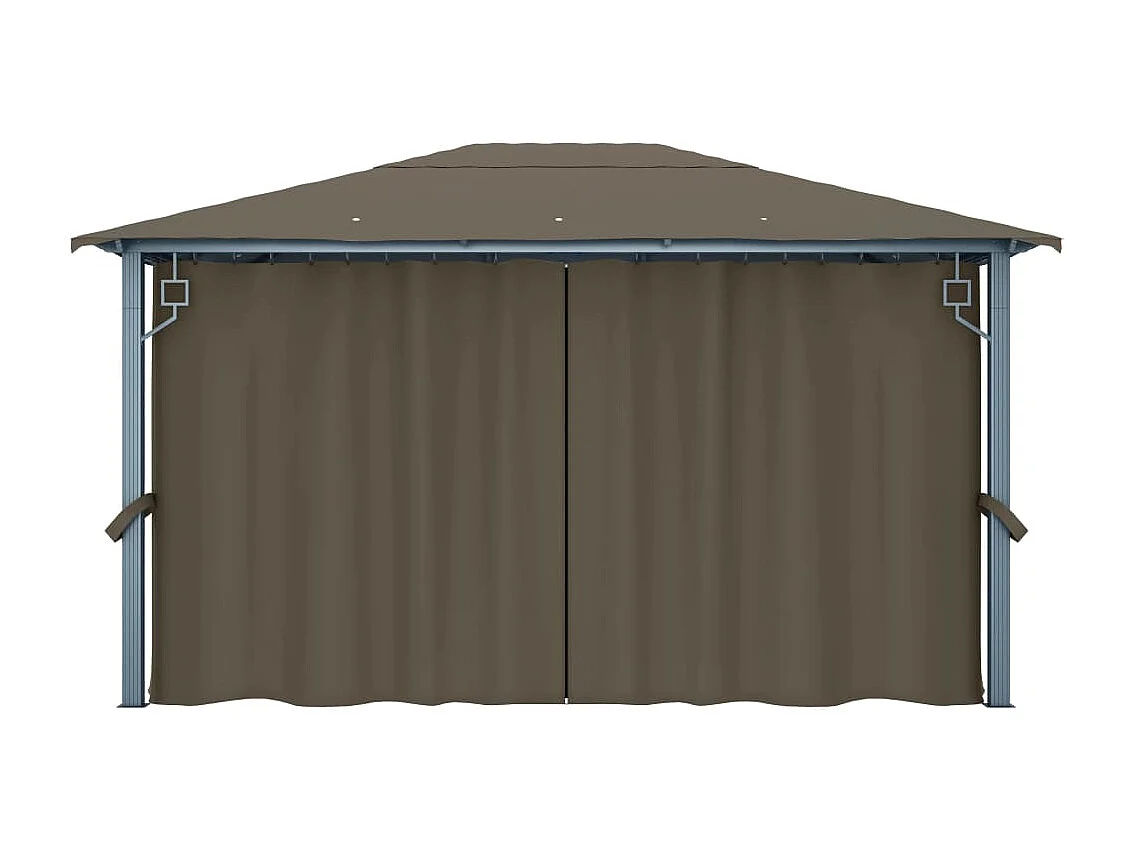 Tonnelle avec rideau et lumières LED 4x3 m Taupe Aluminium