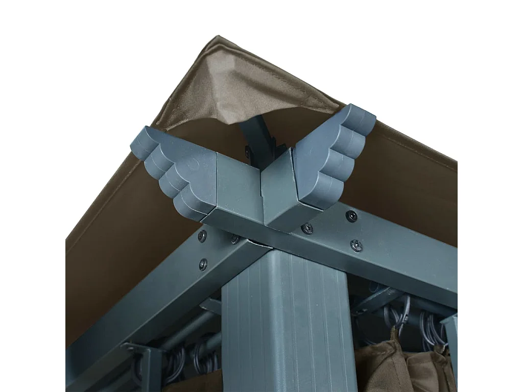 Tonnelle avec rideau et lumières LED 4x3 m Taupe Aluminium