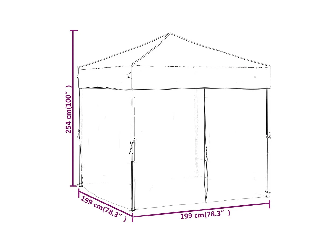 Carpa de recepción plegable con paredes Antracita 2x2 m