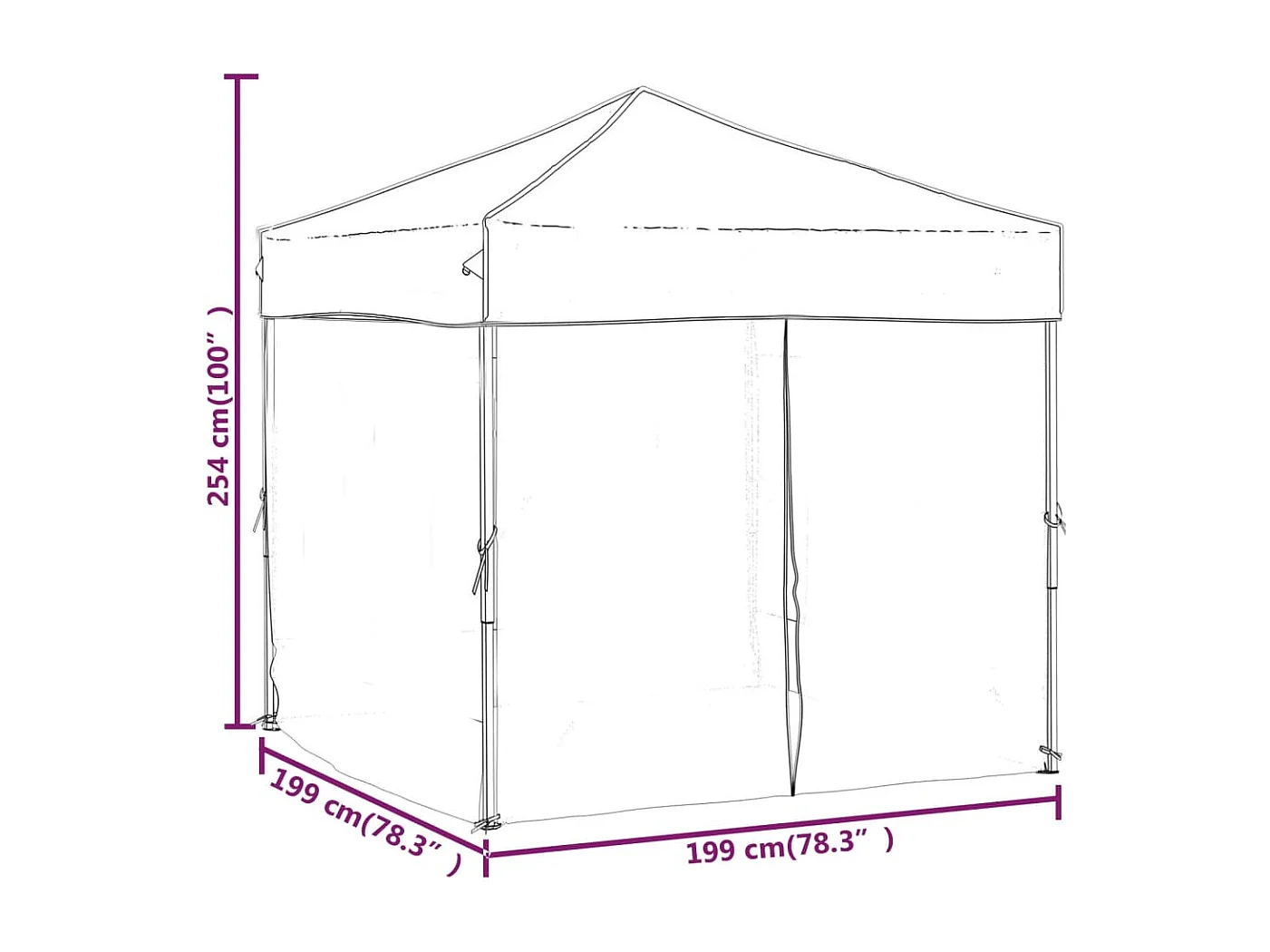 Carpa de recepción plegable con paredes Antracita 2x2 m
