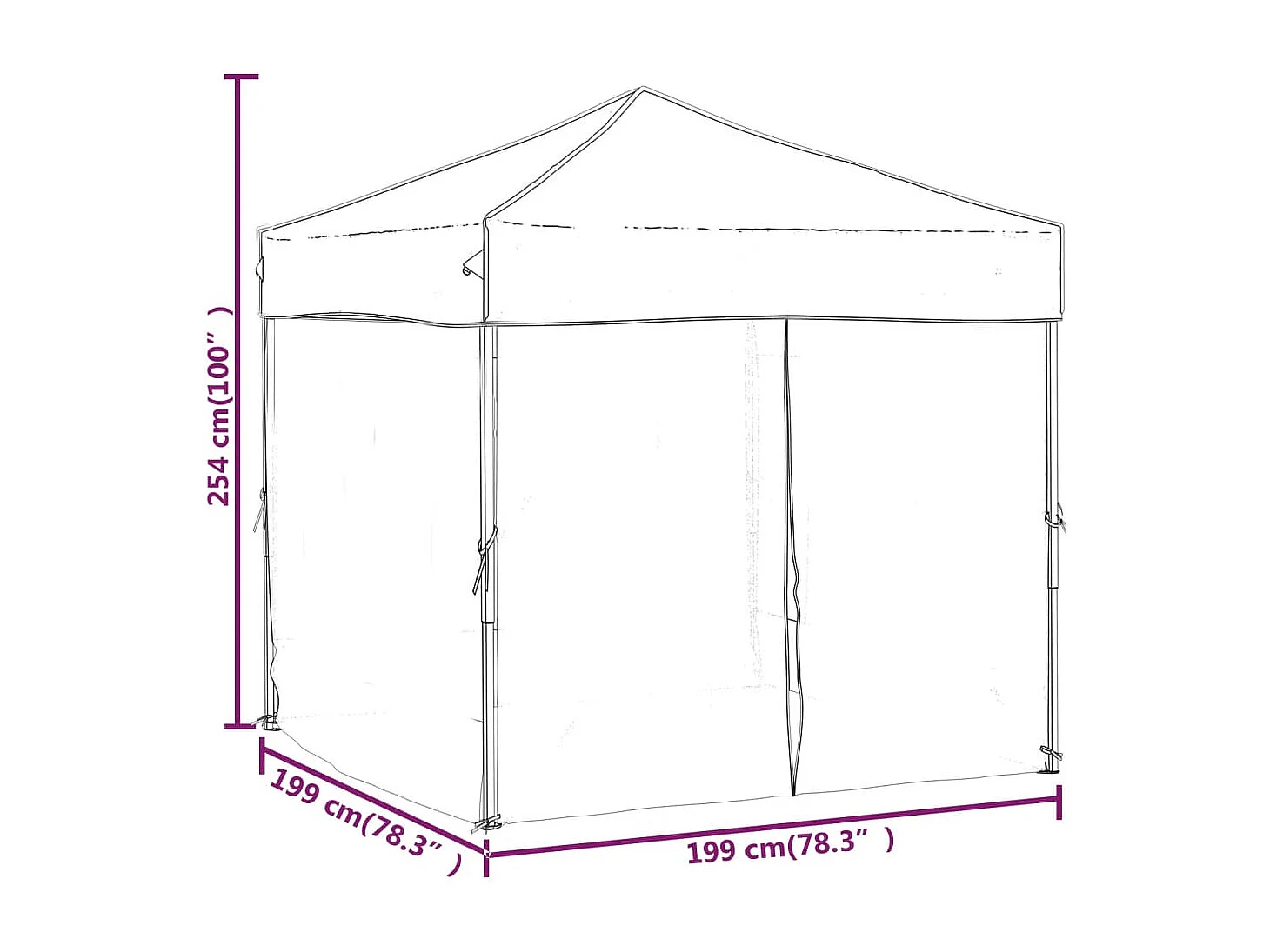 Carpa de recepción plegable con paredes Antracita 2x2 m