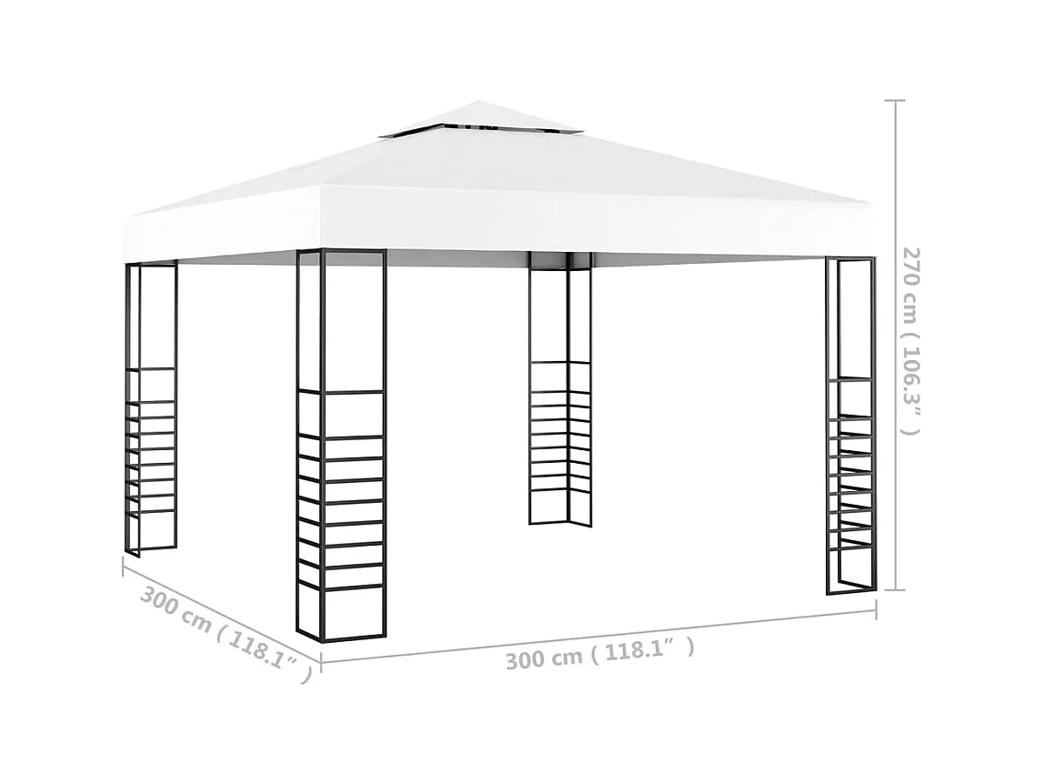 Gazebo da giardino 3 x 3 m Bianco