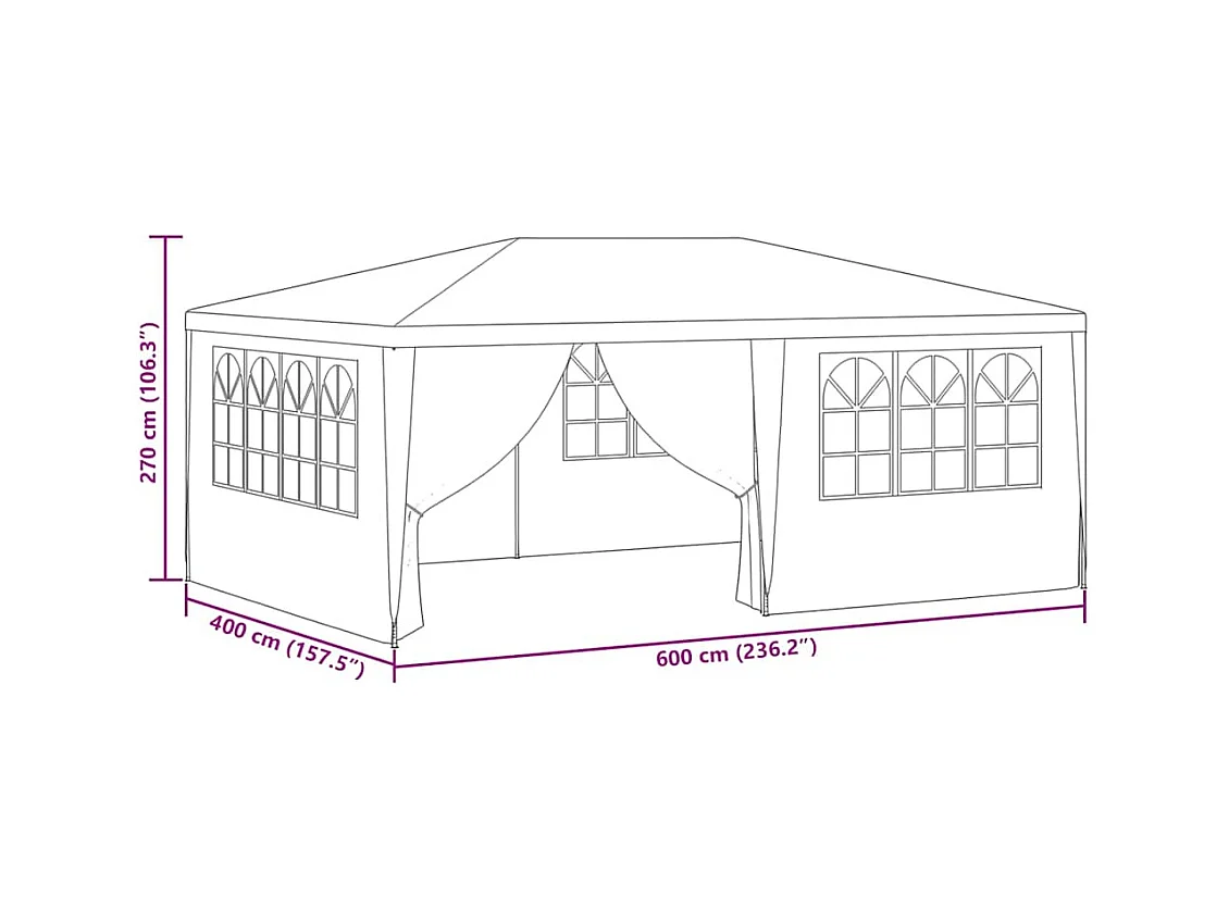 Carpa de recepción y paredes laterales 4x6 m Antracita 90 g/m²