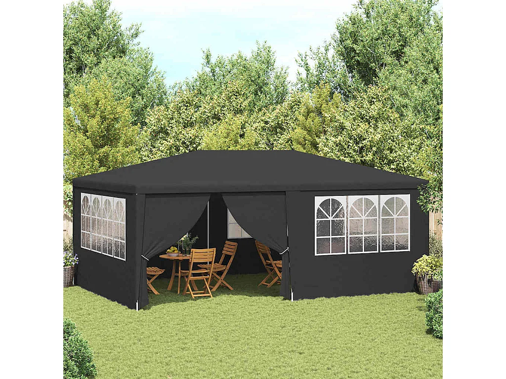 Carpa de recepción y paredes laterales 4x6 m Antracita 90 g/m²